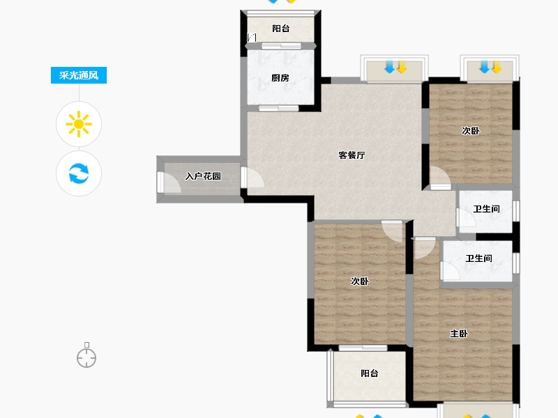 江苏省-无锡市-观山名筑-100.69-户型库-采光通风