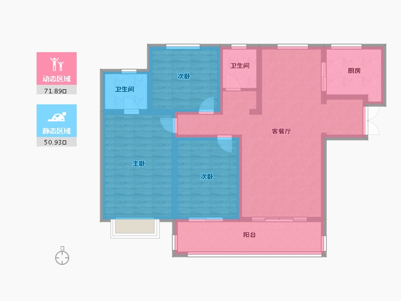 陕西省-西安市-盈泰水岸东方-109.85-户型库-动静分区