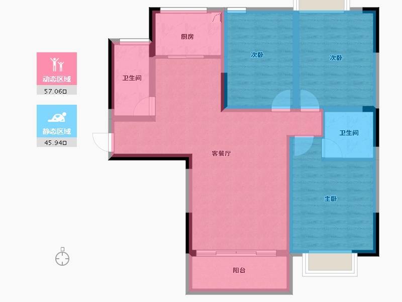 湖南省-长沙市-水墨林溪-91.85-户型库-动静分区