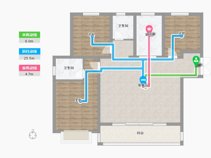 陕西省-西安市-盈泰水岸东方-105.01-户型库-动静线