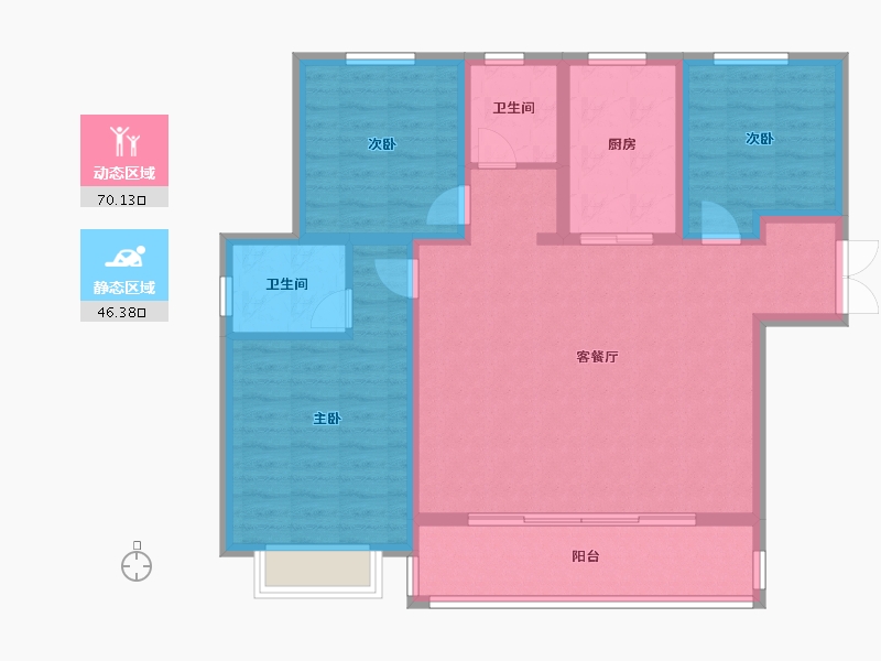 陕西省-西安市-盈泰水岸东方-105.01-户型库-动静分区