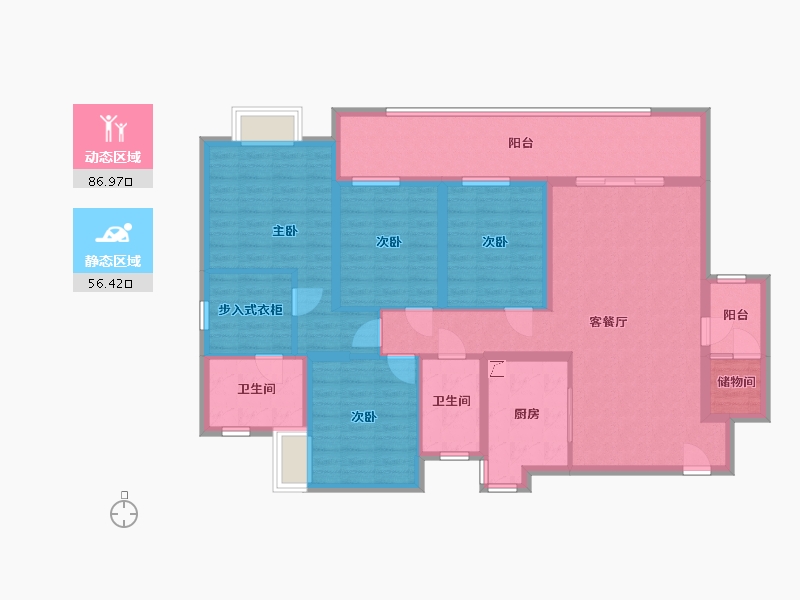 贵州省-毕节市-拓海山语城二期-136.55-户型库-动静分区