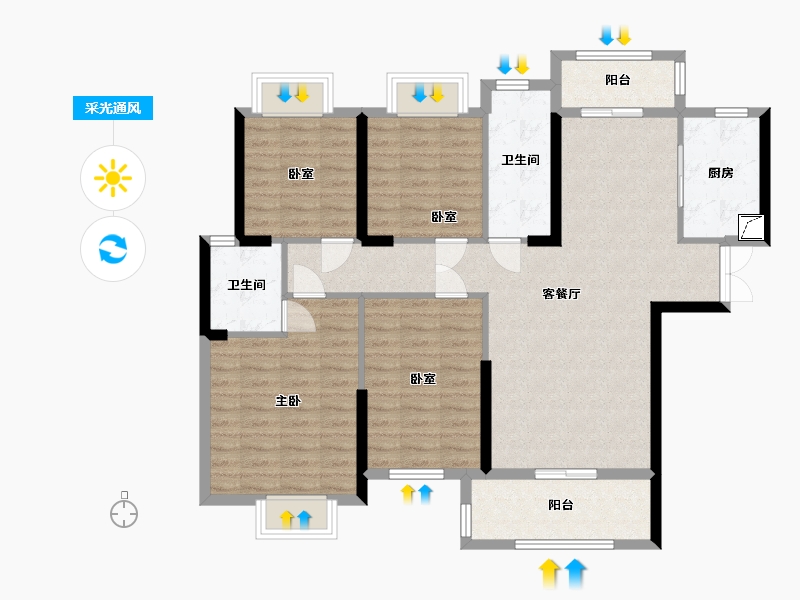 广东省-惠州市-梵高的花园-120.00-户型库-采光通风