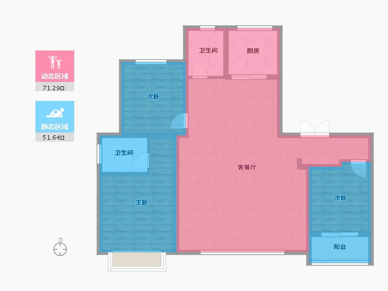 陕西省-西安市-盈泰水岸东方-111.00-户型库-动静分区