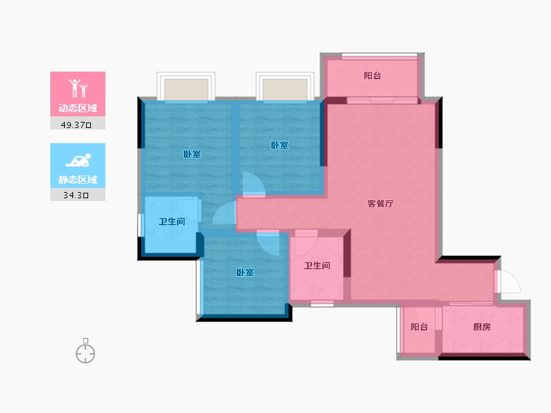 重庆-重庆市-长寿时代国际-73.47-户型库-动静分区