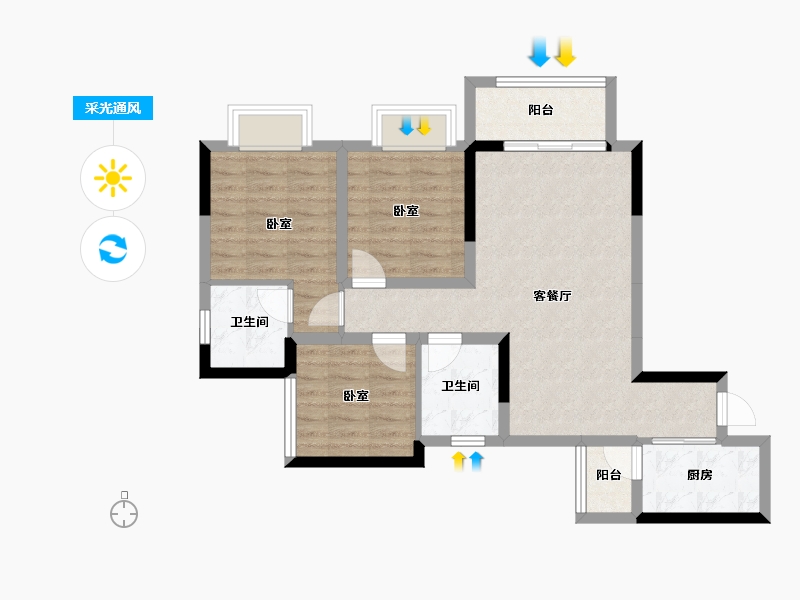 重庆-重庆市-长寿时代国际-73.47-户型库-采光通风