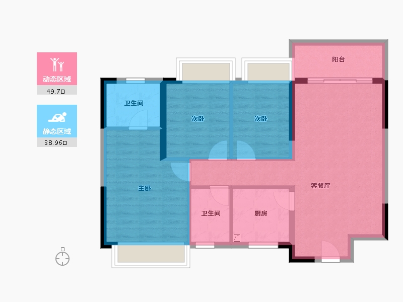 四川省-成都市-香江悦湖春天-79.69-户型库-动静分区