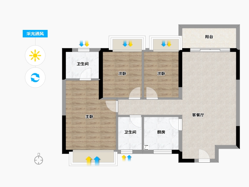 四川省-成都市-香江悦湖春天-79.69-户型库-采光通风