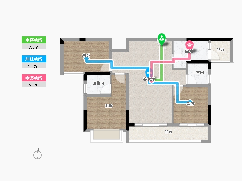 重庆-重庆市-北京城建龙樾生态城-75.06-户型库-动静线