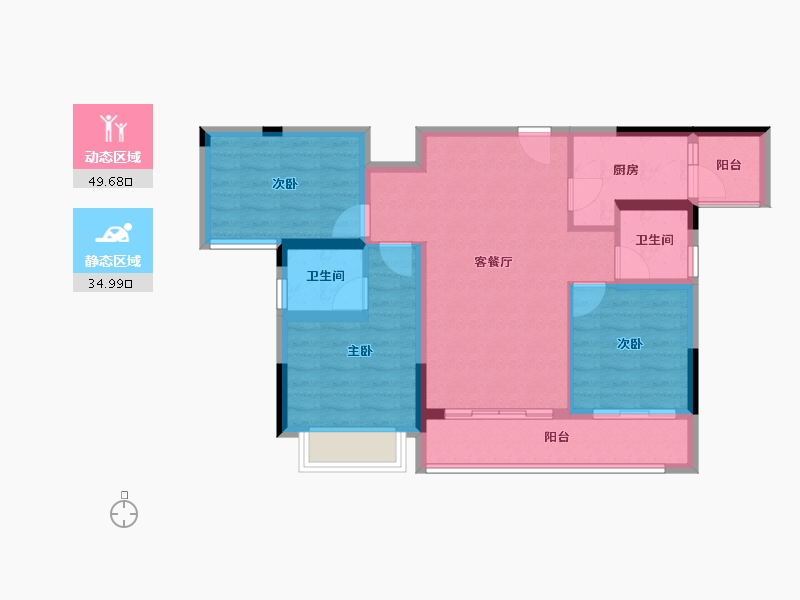 重庆-重庆市-北京城建龙樾生态城-75.06-户型库-动静分区