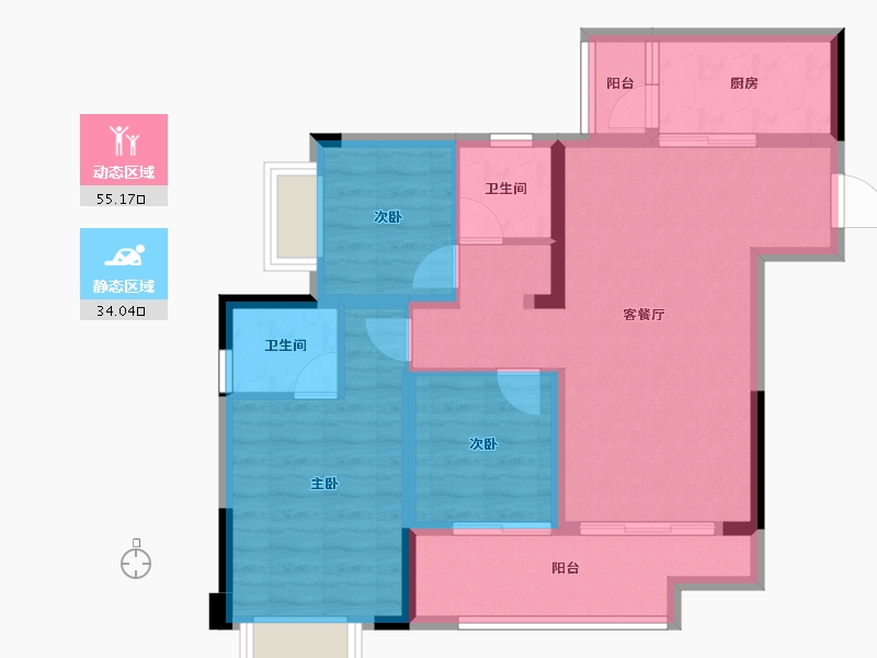 重庆-重庆市-绿地听江左岸-79.05-户型库-动静分区