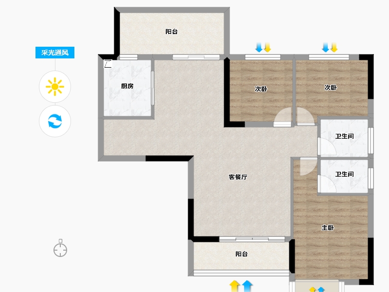 湖南省-长沙市-水墨林溪-95.92-户型库-采光通风