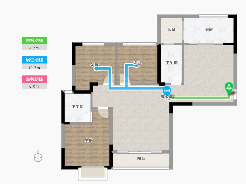 湖南省-长沙市-水墨林溪-95.86-户型库-动静线