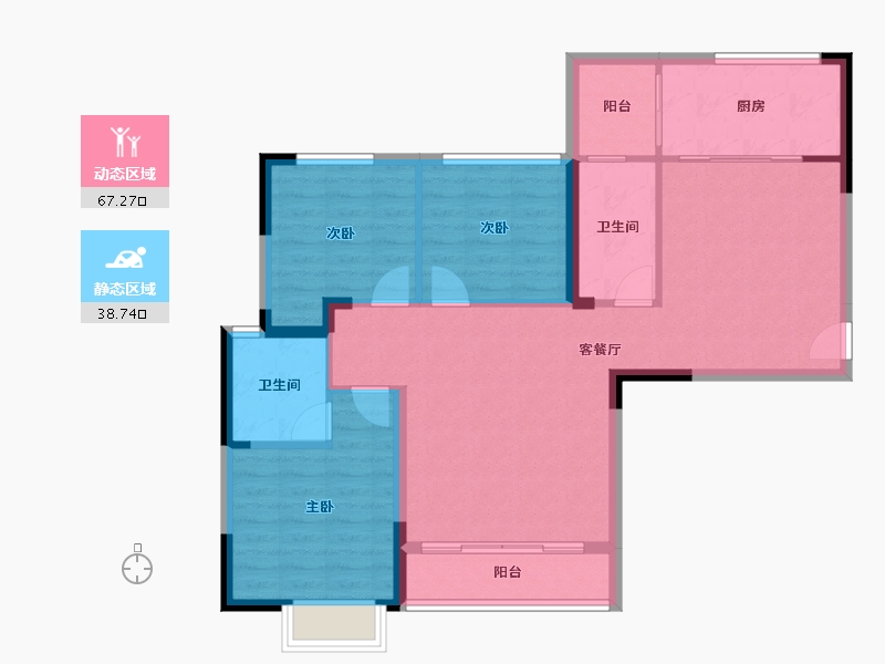 湖南省-长沙市-水墨林溪-95.86-户型库-动静分区