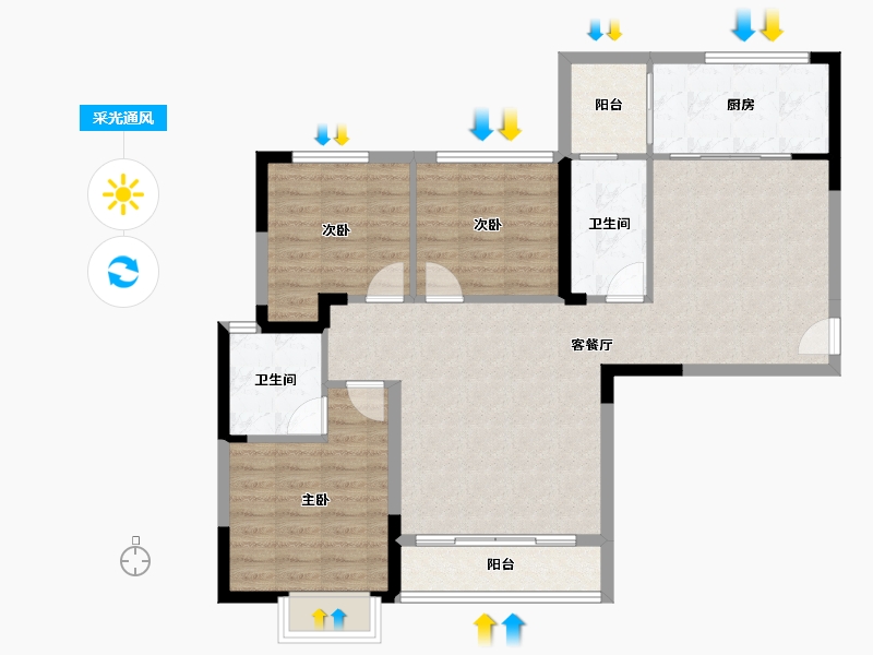 湖南省-长沙市-水墨林溪-95.86-户型库-采光通风