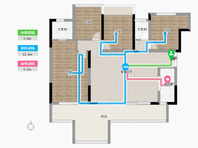 重庆-重庆市-北京城建龙樾生态城-135.13-户型库-动静线