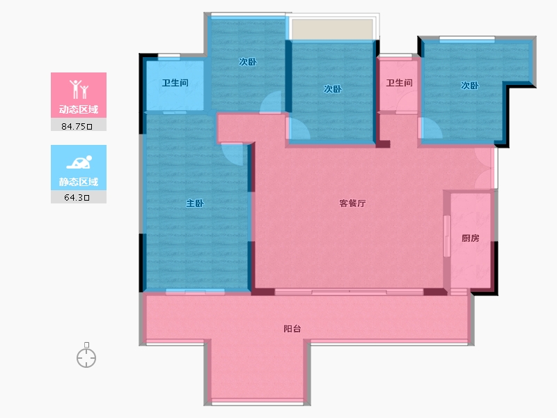 重庆-重庆市-北京城建龙樾生态城-135.13-户型库-动静分区