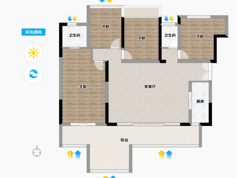 重庆-重庆市-北京城建龙樾生态城-135.13-户型库-采光通风