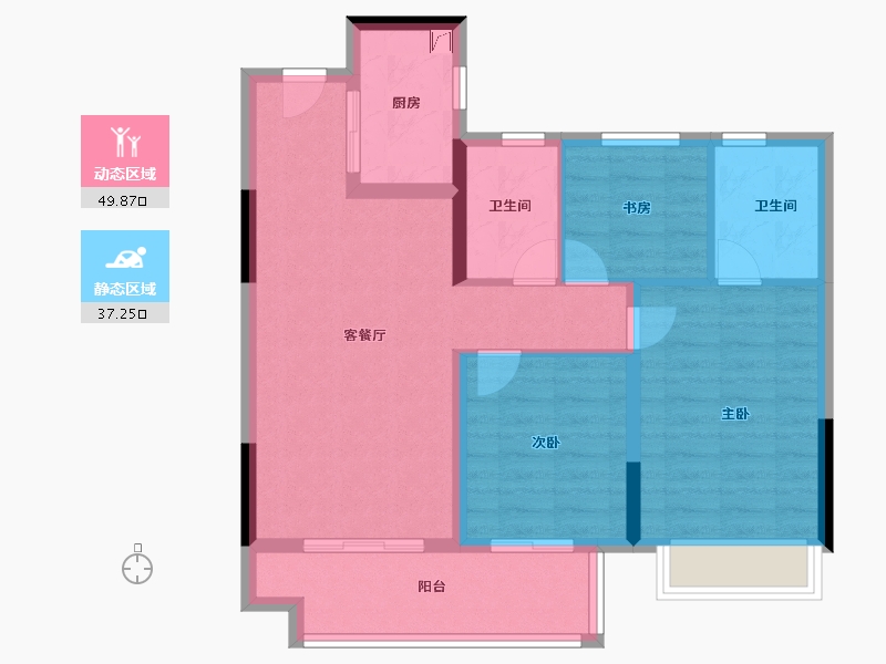 浙江省-金华市-中奥东义府-77.60-户型库-动静分区