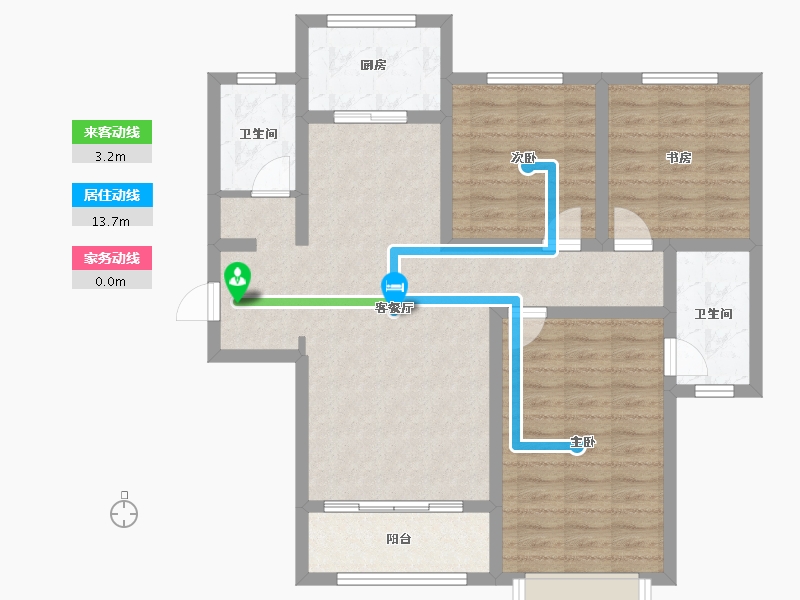 陕西省-西安市-盈泰水岸东方-91.35-户型库-动静线