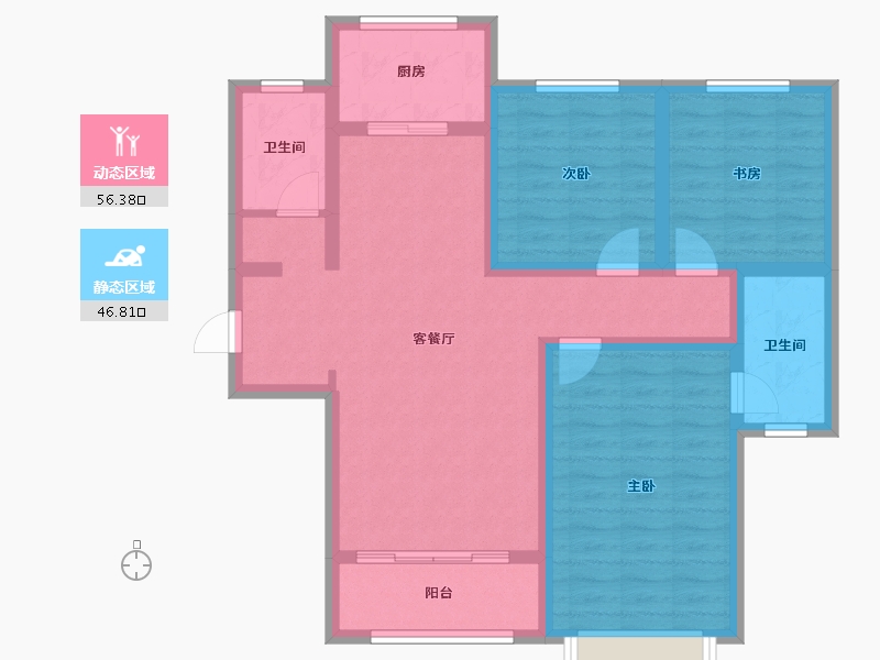 陕西省-西安市-盈泰水岸东方-91.35-户型库-动静分区