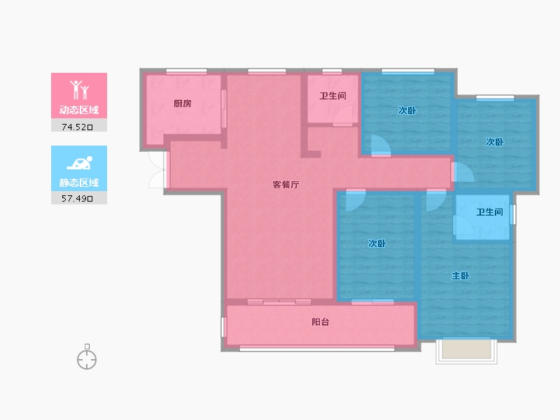 陕西省-西安市-盈泰水岸东方-117.61-户型库-动静分区