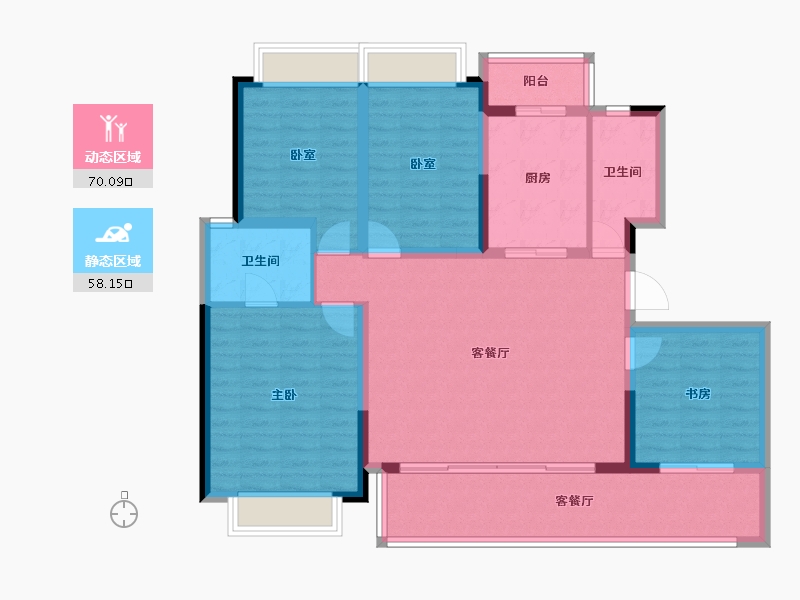 云南省-昆明市-绿地滇池国际健康城山海里-115.70-户型库-动静分区