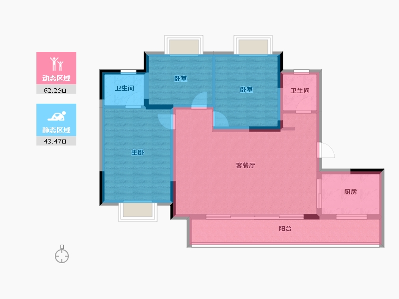 重庆-重庆市-泽京璟樾府-94.40-户型库-动静分区