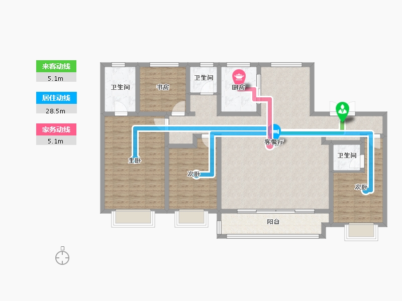 陕西省-西安市-盈泰水岸东方-130.08-户型库-动静线