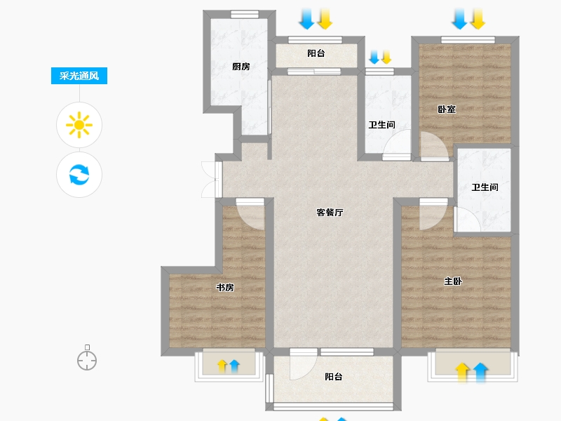 山东省-青岛市-国际海洋智区云颂-96.01-户型库-采光通风