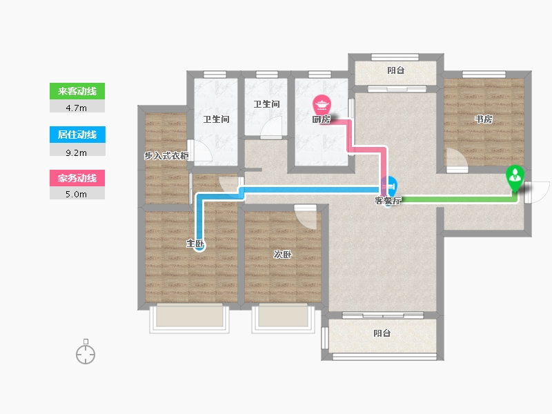 陕西省-西安市-盈泰水岸东方-100.93-户型库-动静线