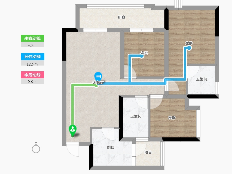 重庆-重庆市-欧麓花园城博雅郡-74.32-户型库-动静线