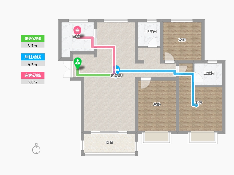 陕西省-西安市-盈泰水岸东方-100.81-户型库-动静线