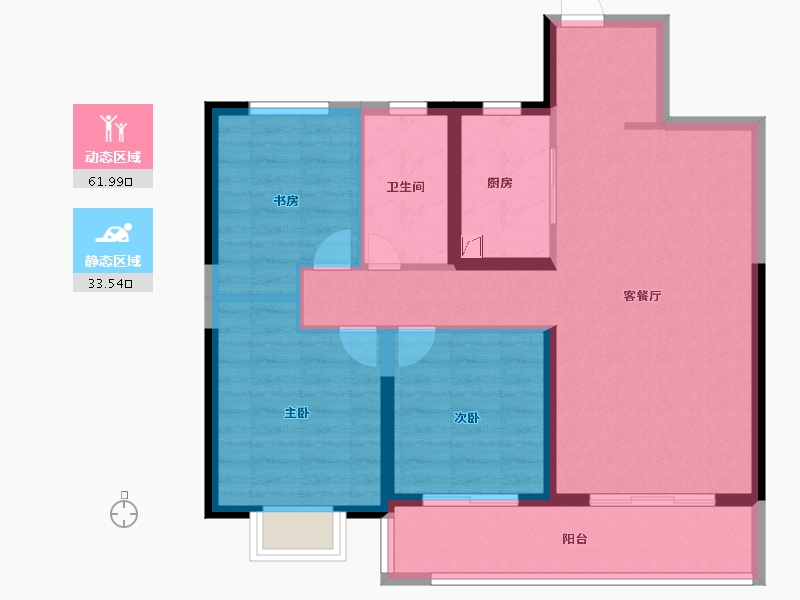 江苏省-无锡市-海尔产城创翡翠文华-85.60-户型库-动静分区