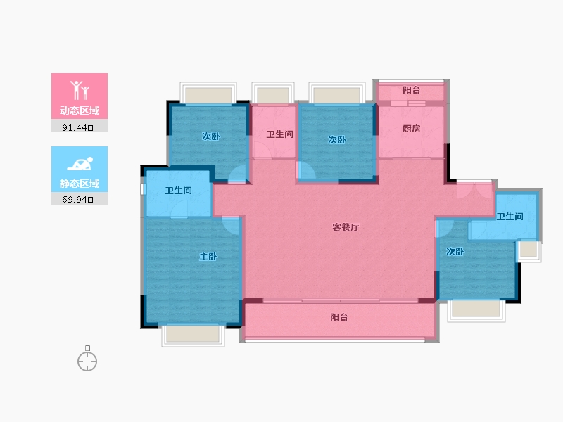 重庆-重庆市-华侨城云麓台-146.25-户型库-动静分区