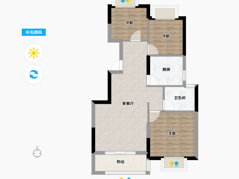 重庆-重庆市-恒大锦城-66.06-户型库-采光通风