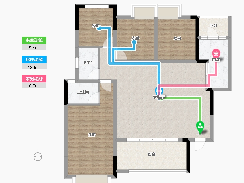 重庆-重庆市-康田宸樾-111.01-户型库-动静线