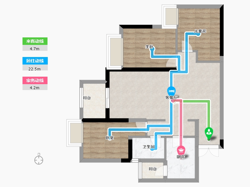 重庆-重庆市-联发龙洲湾1号-69.00-户型库-动静线