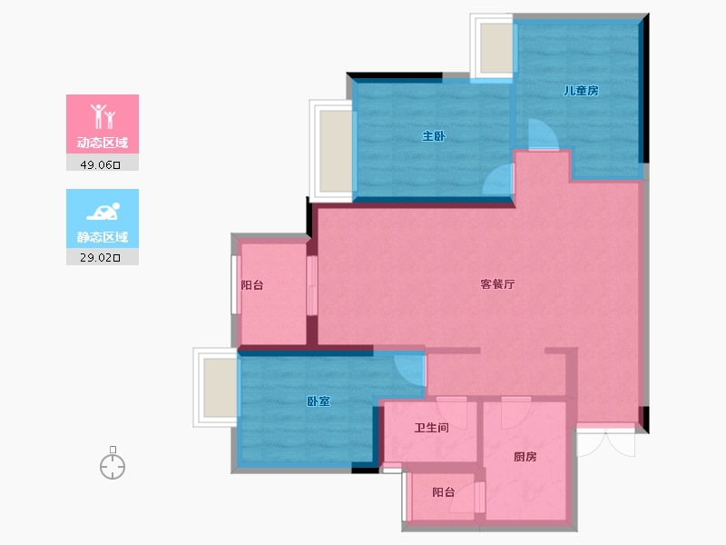 重庆-重庆市-联发龙洲湾1号-69.00-户型库-动静分区