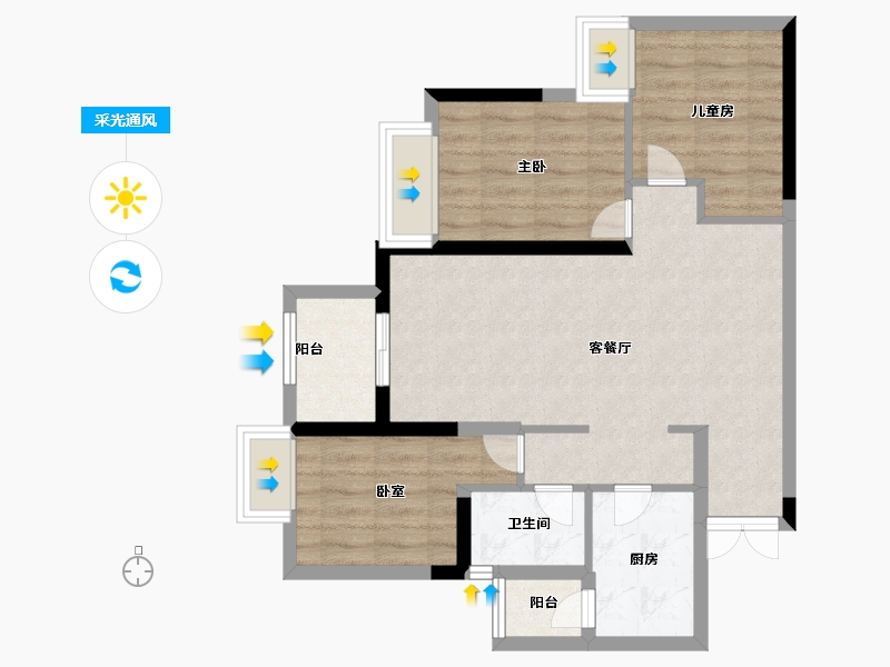 重庆-重庆市-联发龙洲湾1号-69.00-户型库-采光通风