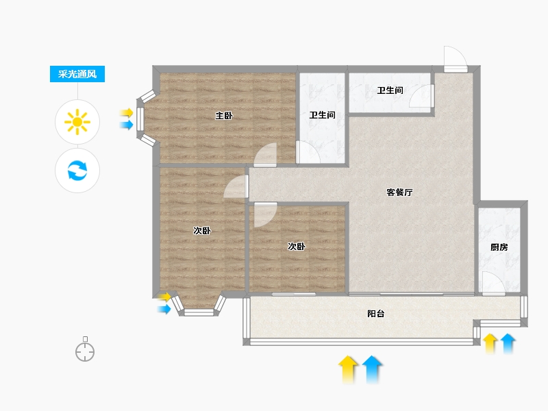 北京-北京市-玺萌丽苑-114.70-户型库-采光通风