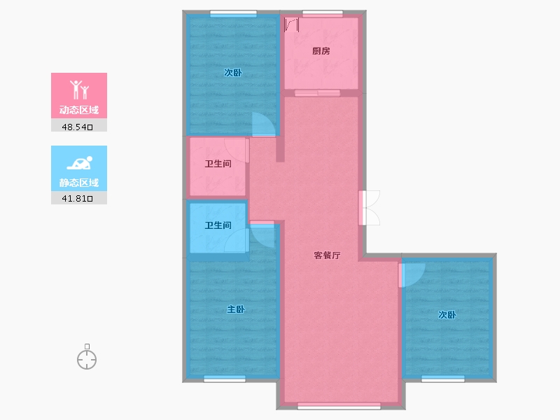 内蒙古自治区-鄂尔多斯市-亿成·世纪华庭-100.00-户型库-动静分区