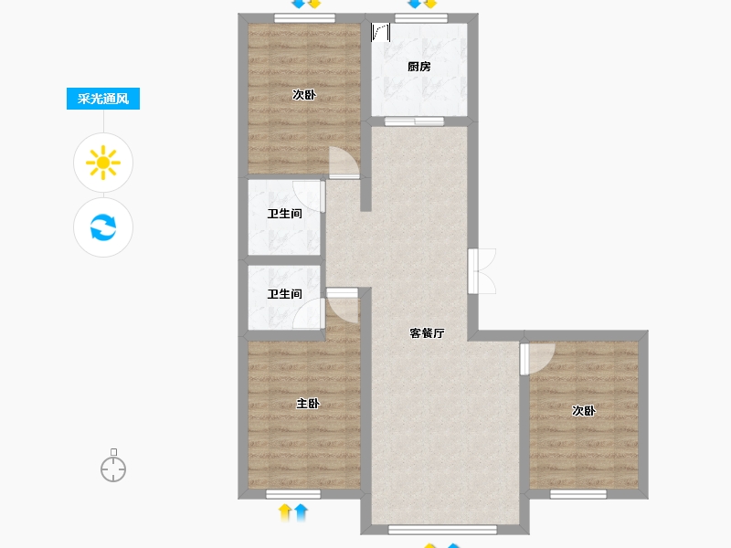 内蒙古自治区-鄂尔多斯市-亿成·世纪华庭-100.00-户型库-采光通风