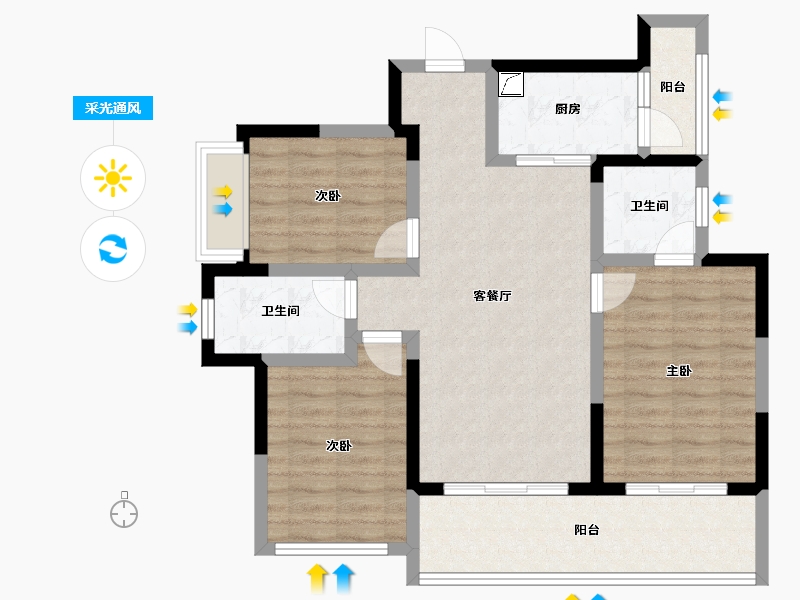 四川省-成都市-融创九天城-85.65-户型库-采光通风