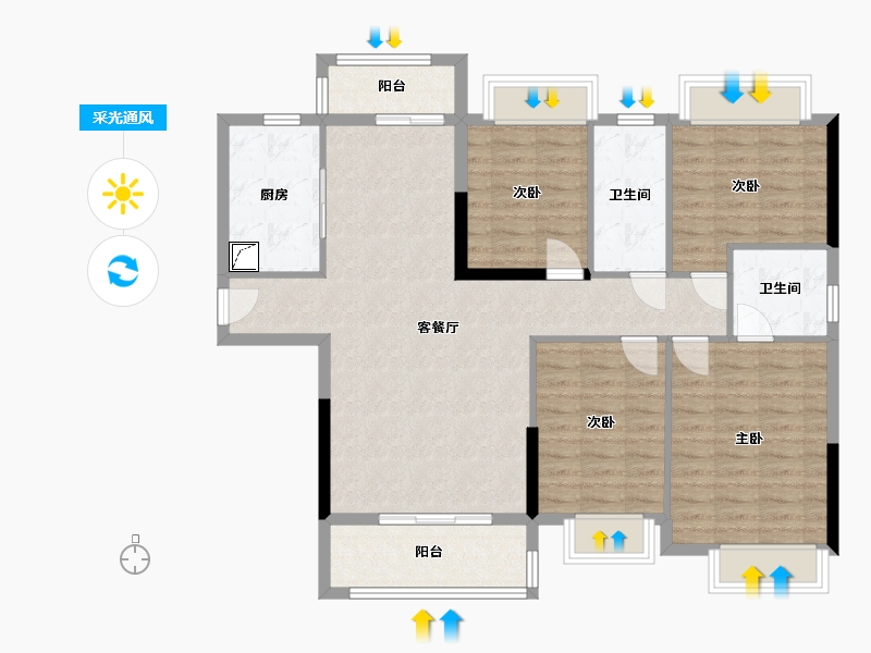 湖北省-咸宁市-始峰悦府-122.00-户型库-采光通风