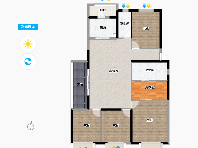 湖南省-长沙市-弘阳昕悦府-128.00-户型库-采光通风