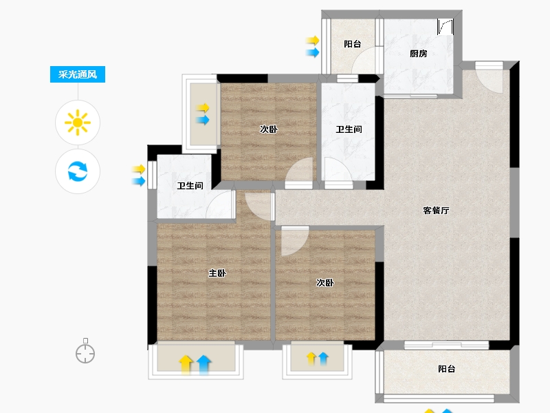 四川省-成都市-润扬观澜鹭岛-75.84-户型库-采光通风