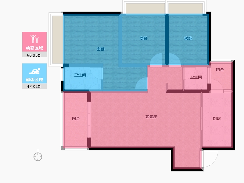 云南省-昆明市-安宁吾悦广场-96.00-户型库-动静分区