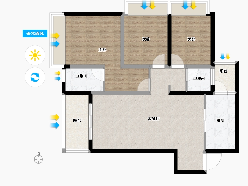 云南省-昆明市-安宁吾悦广场-96.00-户型库-采光通风