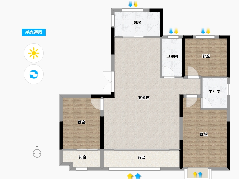 山东省-潍坊市-春光里-112.80-户型库-采光通风